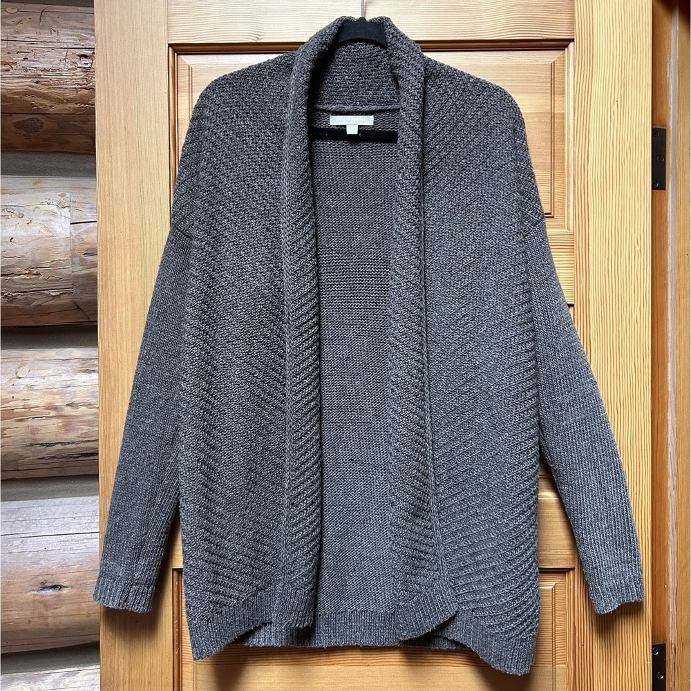 Banana Republic Women's Small Gray Wool Blend Open Cardigan Sweater Chunky Knit